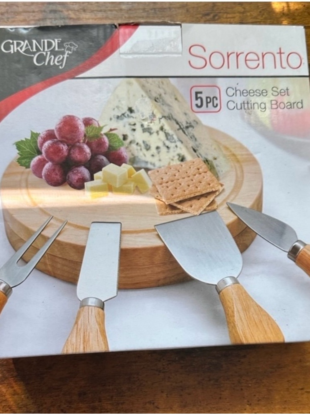 Sorrento 5-Piece Cheese Set with Wood Handles - Natural Wood